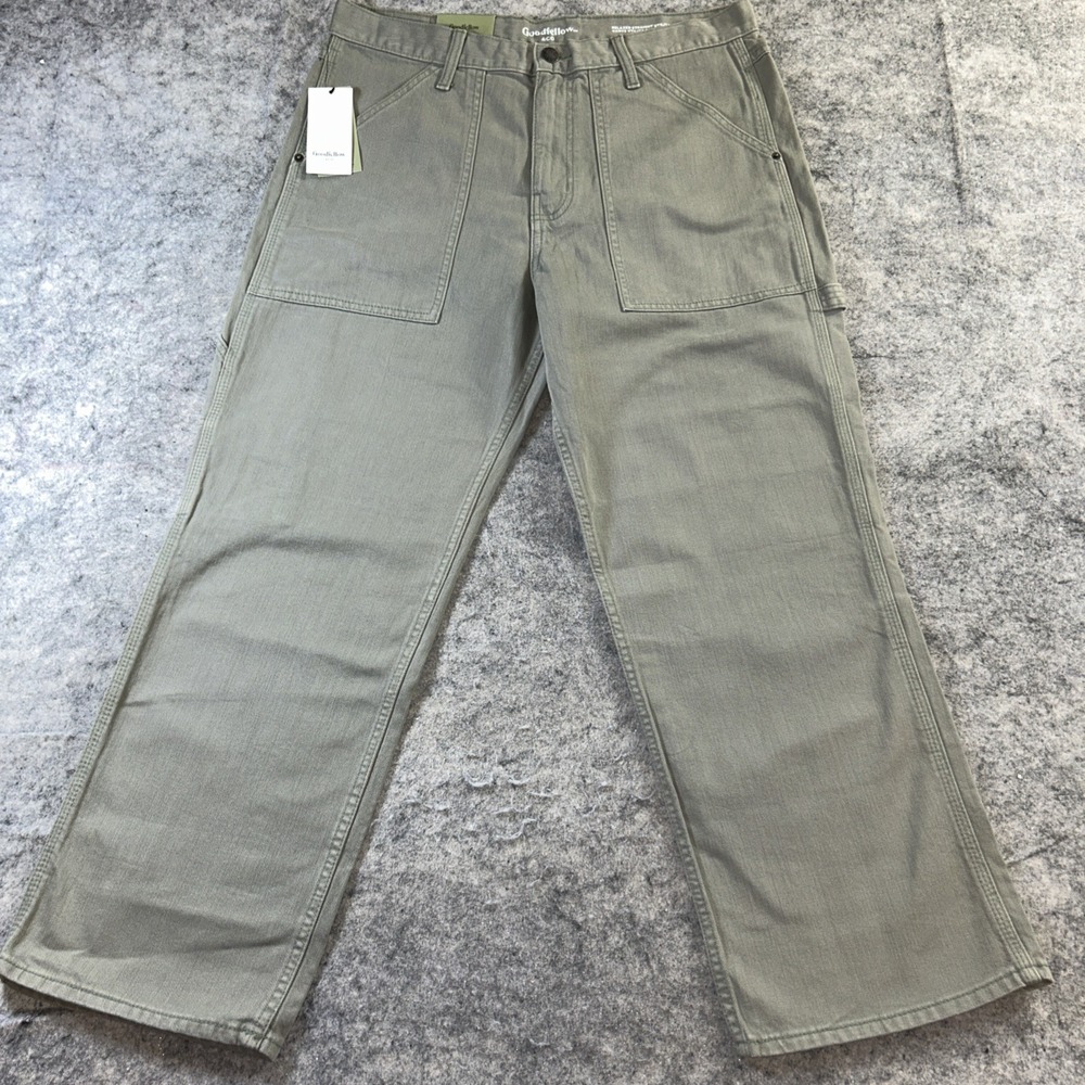 Goodfellow & Co Chino Pants Men's 34X30 Olive Straight Leg Utility Relaxed Fit